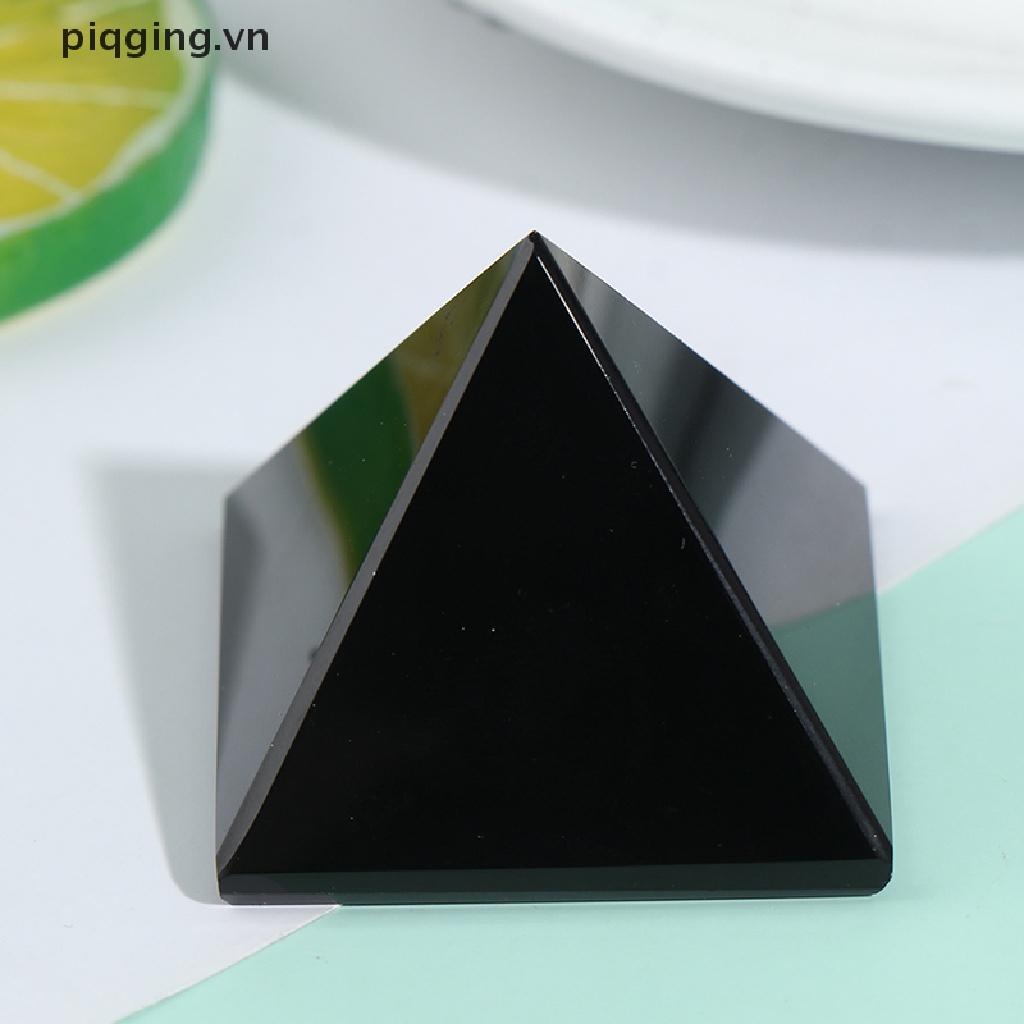 Kim tự tháp bằng đá obsidian tự nhiên bóng để bàn trang trí đẹp mắt