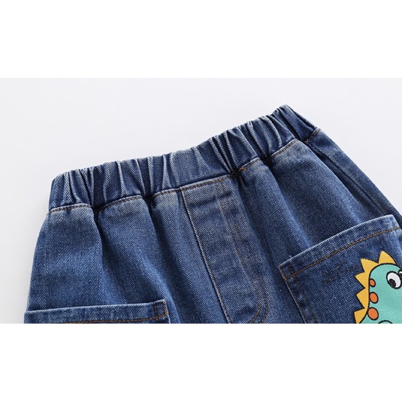 Quần short Jean cho bé WELLKIDS quần short bò chất mềm hoạ tiết ngộ nghĩnh