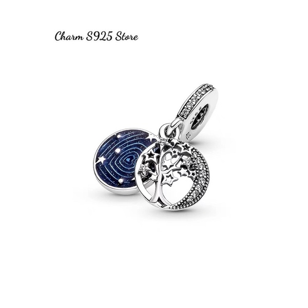 charm pan treo cây sao đính đá trắng bạc s925 cao cấp