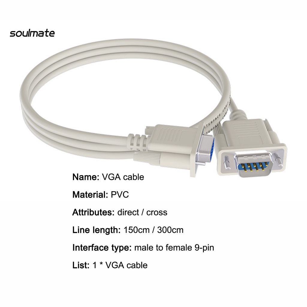 Dây Cáp Nối Dài 150 / 300cm Vga 9pin Sang Vga Hd Cho Pc | BigBuy360 - bigbuy360.vn