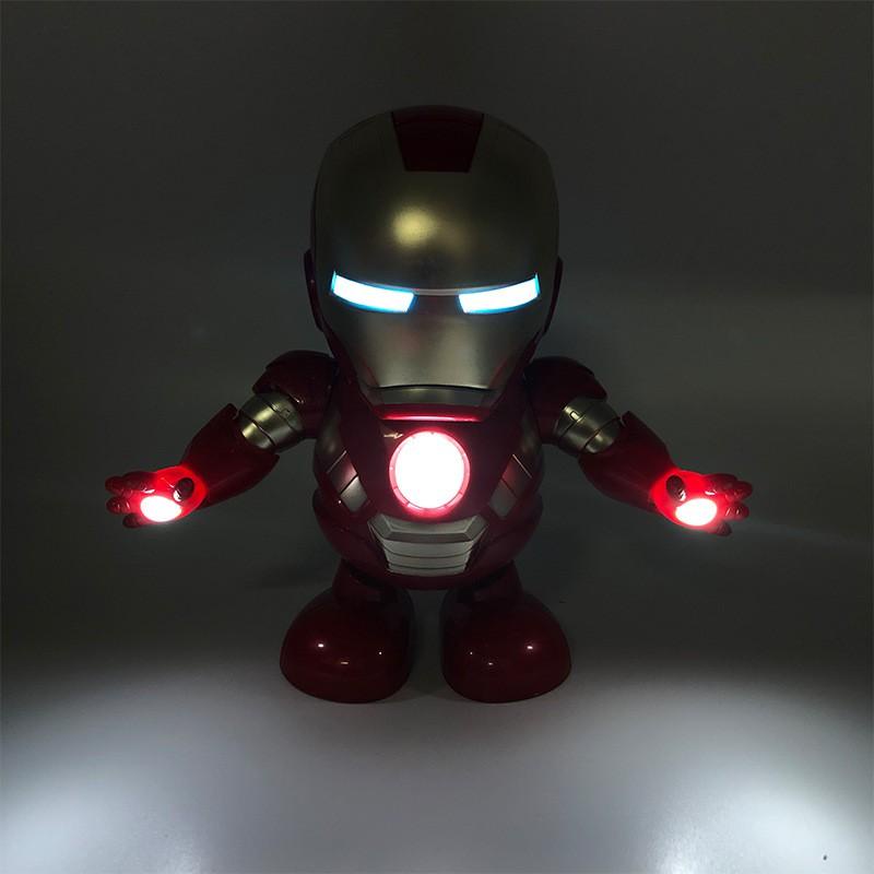Siêu nhân Iron Man đồ chơi có nhạc có đèn LED , mở mặt nạ, nhún nhẩy sôi động