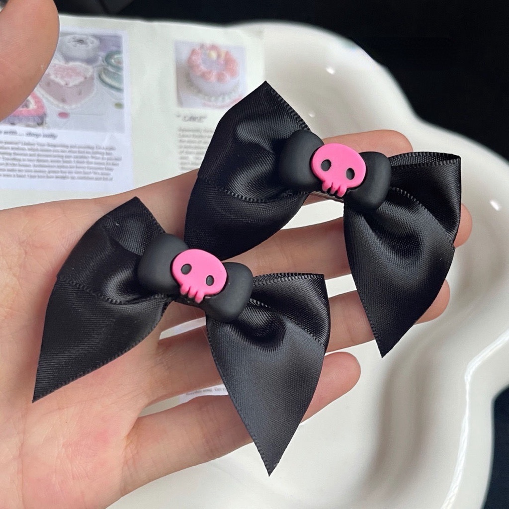 Cartoon Anime Bow Hairpin Girls New Ins Black Wild Sweet Cool Y2k Student Duckbill Clip Liu Seaside Clip Headdress Card Children