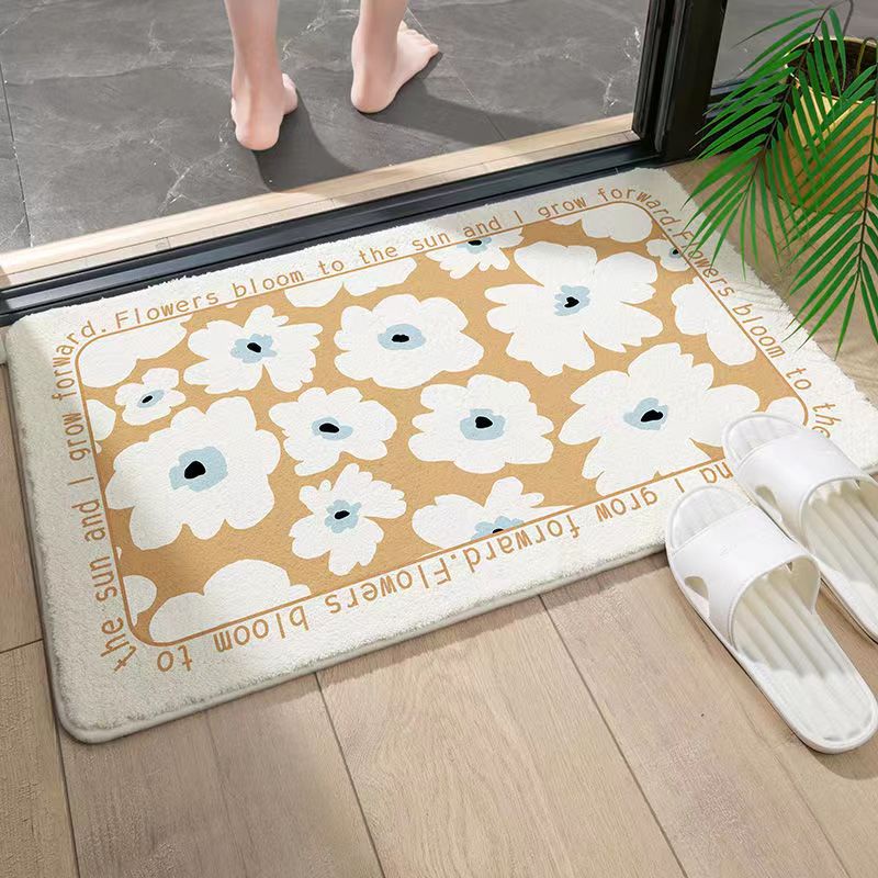 Thảm lót cửa chùi chân Họa Tiết Hoa Nhiều Màu Sắc