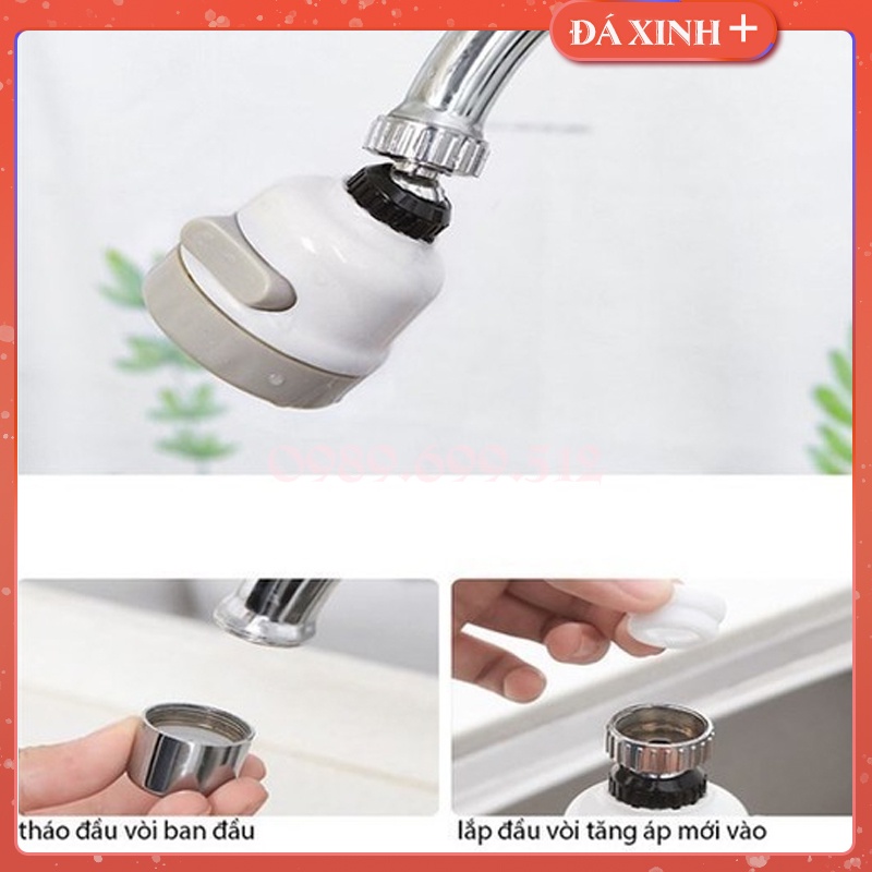 Đầu Vòi Nối Nước Rửa Bát Tăng Áp Xoay 360 Độ - 3 Chế Độ Xả Nước