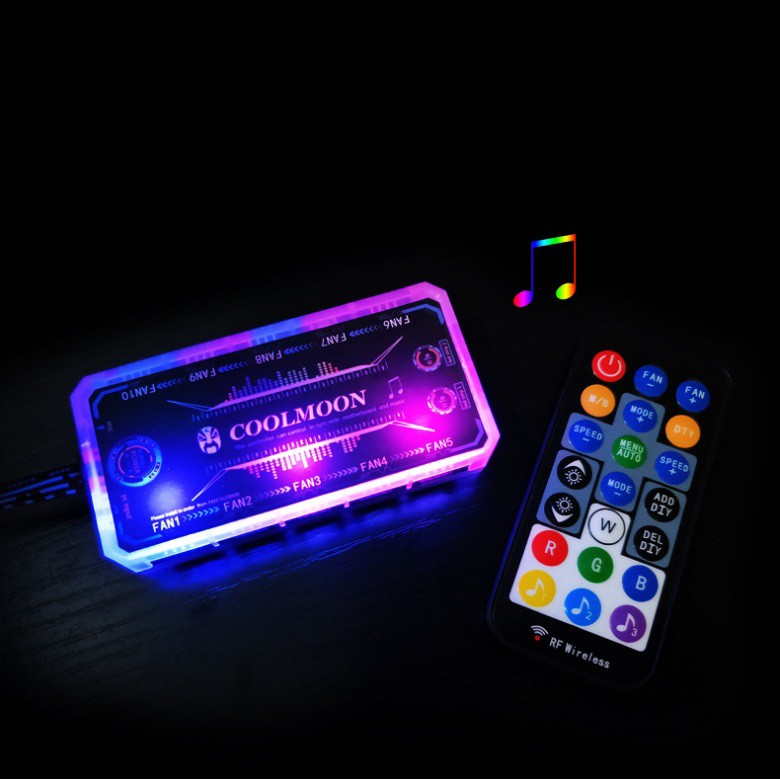 Bộ Hub Điều Khiển Quạt Coolmoon RGB, Led ARGB Đồng Bộ MainBoard,Có Tính Năng Nháy Theo Âm Thanh