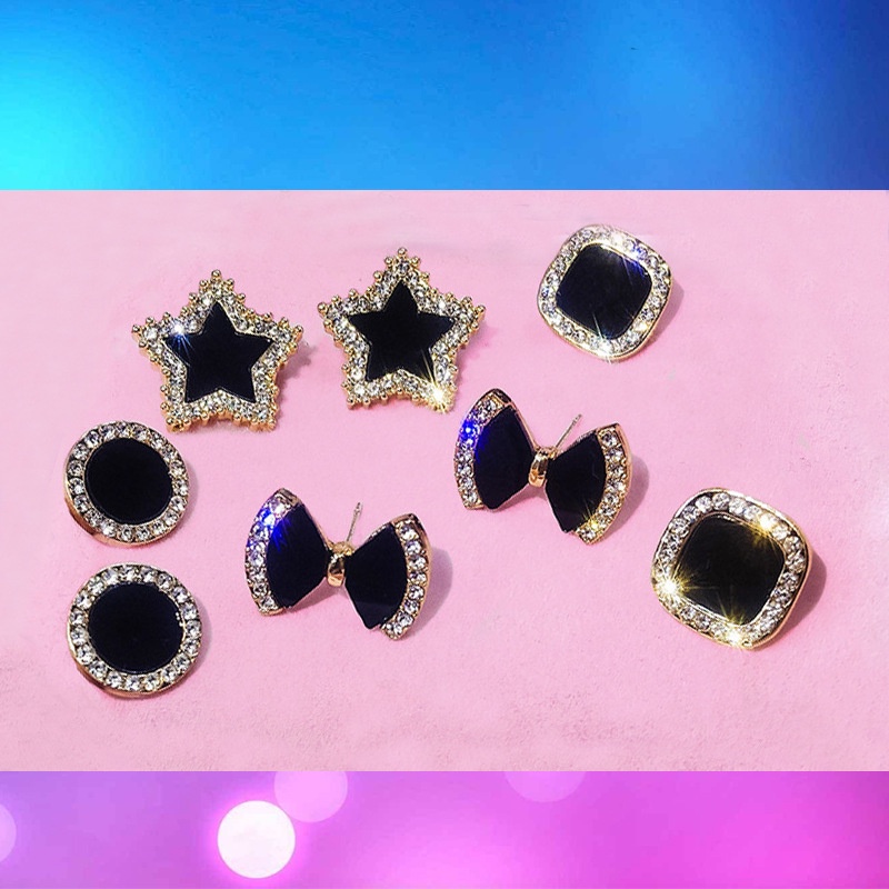 Bông Tai Hình Chữ Thập/ Trái Tim/ Ngôi Sao/ Mặt Trăng Xoắn Ốc Đơn Giản Thời Trang Cho Nữ