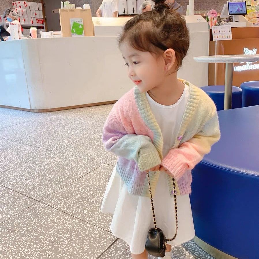 Áo khoác sweater dệt kim thời trang mùa thu mới cho bé gái
