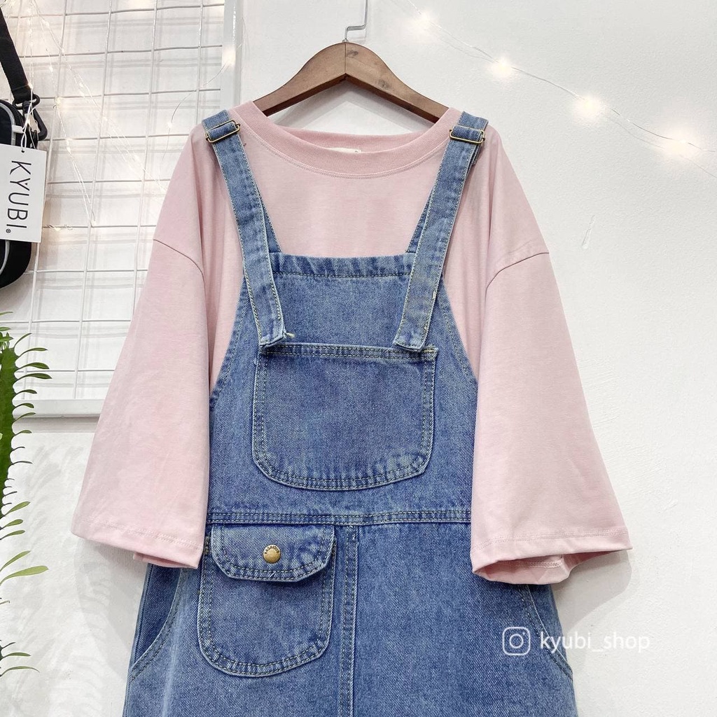 Yếm Váy Jean Dài Ulzzang 2 dây có túi trước [Có Set ]  - Set Váy Yếm Kyubi POMI VYJ01 | BigBuy360 - bigbuy360.vn