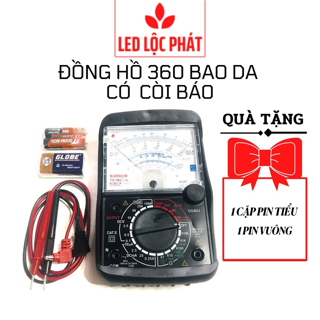 Đồng hồ đo điện vom 360trn bao da tốt, đồng hồ đo điện vạn năng kim