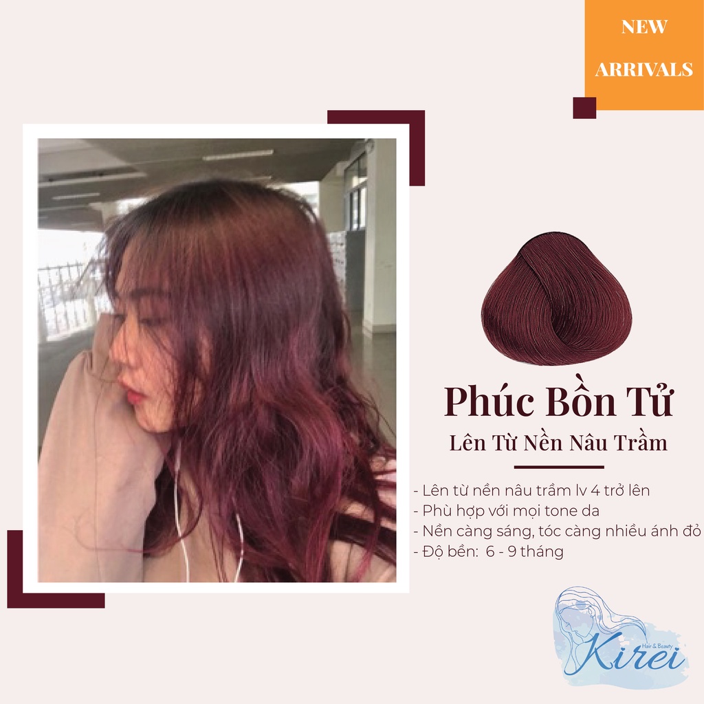 Thuốc nhuộm tóc màu PHÚC BỒN TỬ không cần tẩy tóc Kirei Hair, KireiHair, KIREIHAIR