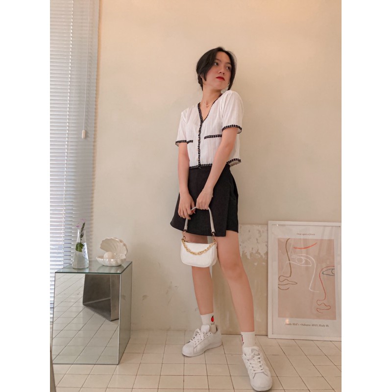 [Mã 151FASHIONSALE1 giảm 10K đơn 50K] Áo croptop kiểu form suông chanh sảẢnh thật 100%