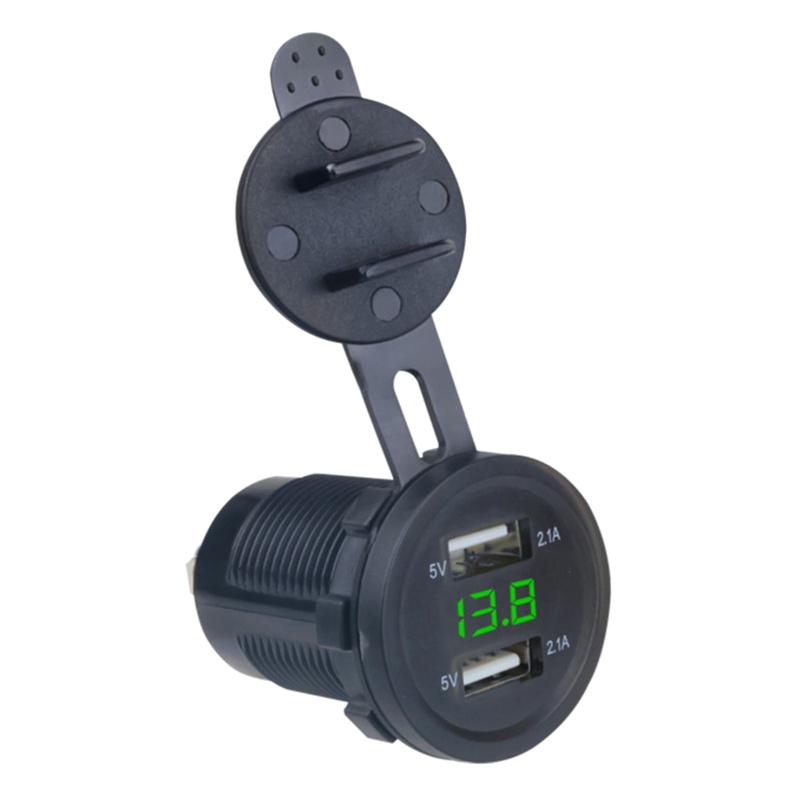 Tẩu Sạc Nhanh 4 2A Hai Cổng USB Có Màn Hình Hiển Thị Điện Áp 12-24V Cho Xe Hơi / Tàu Thuyền