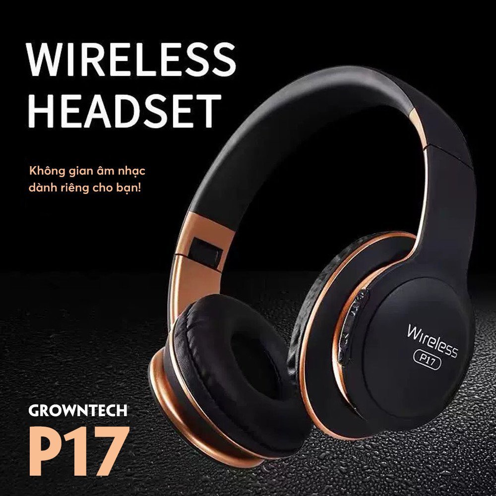 Tai nghe nhạc Headphone bluetooth chụp tai không dây có micro P17 Wireless GrownTech