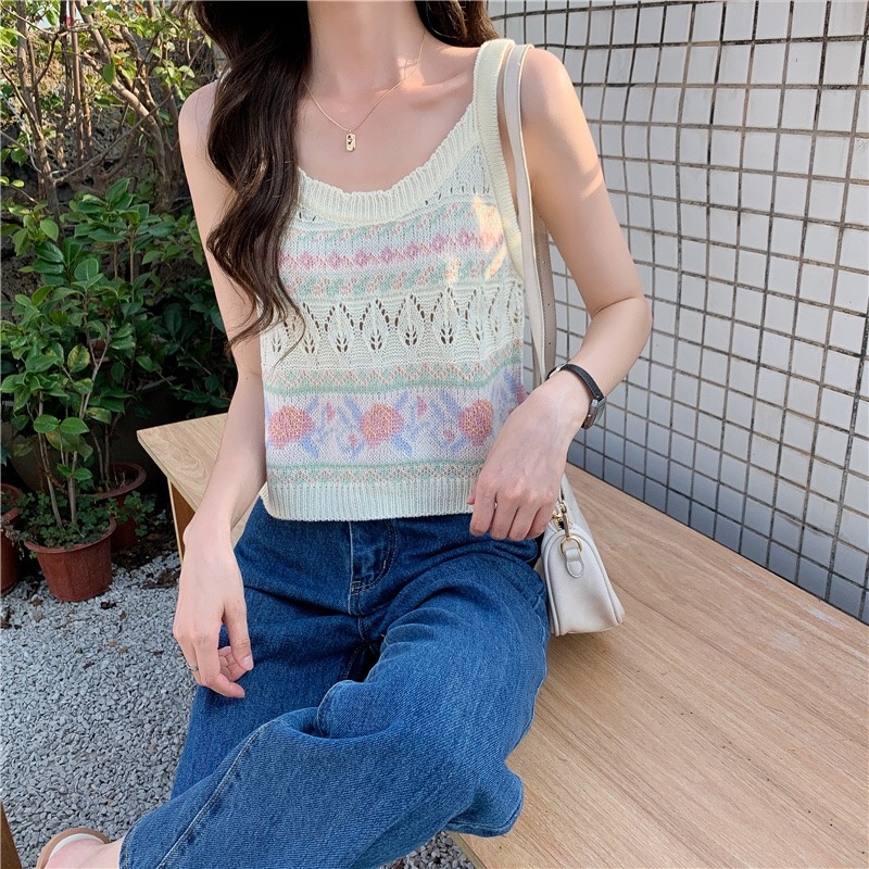 Áo hai dây dệt kim ZHELIHANGFEI đơn giản quyến rũ cho nữ