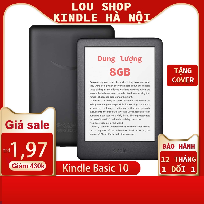 Máy đọc sách Kindle Basic 2019 10th - All new kindle 2019 có đèn nền, màn hình E-ink 6’’, nghe Audible, 8GB