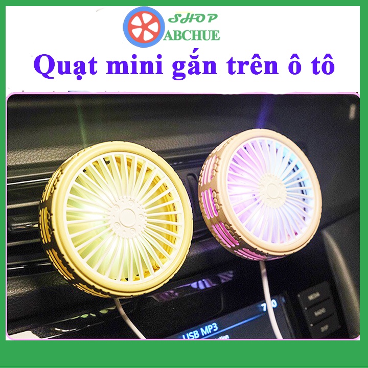 Quạt ô tô mini để taplo xe ô tô , Gắn cửa gió điều hòa có đèn led kết hợp sáp thơm