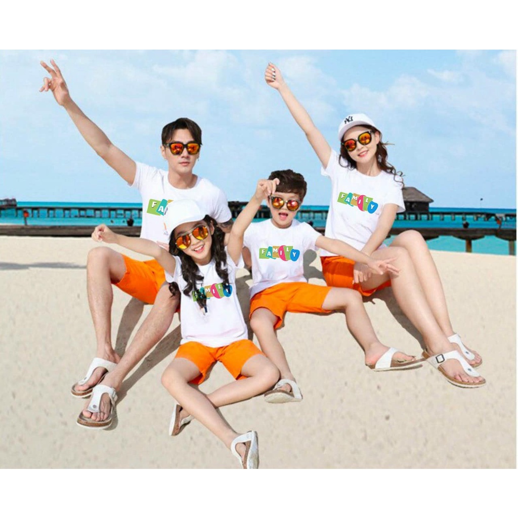 Áo thun gia đình, Đồng phục gia đình 3/4/5 người, áo nhóm giá rẻ thun cotton mát mịn - in chữ Family
