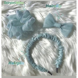 Scrunchies/ Cài tóc/ Kẹp tóc vân xước xanh