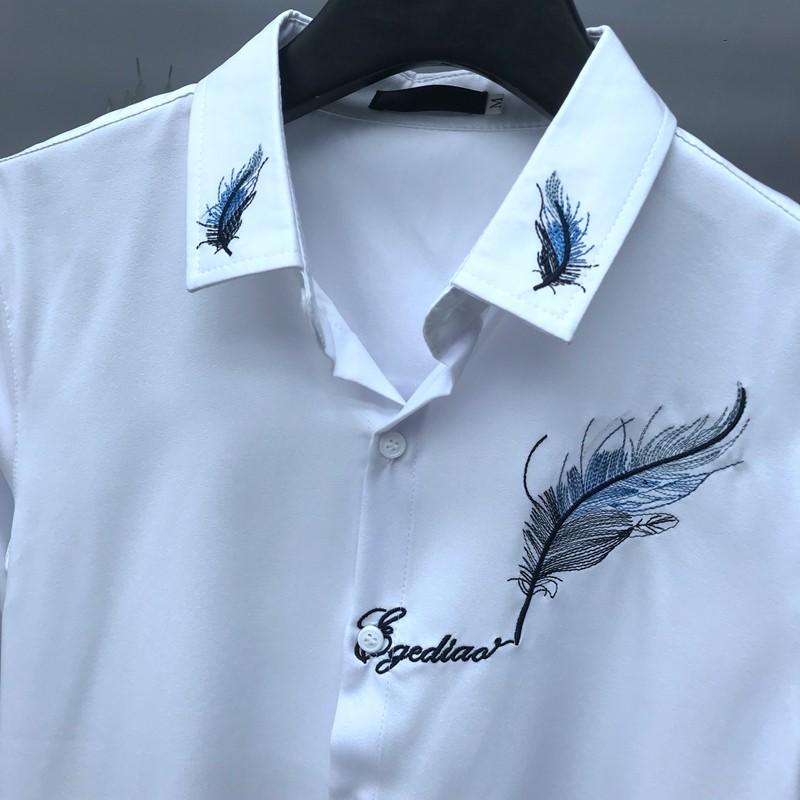 Áo Sơ mi nam 💚𝗙𝗥𝗘𝗘𝗦𝗛𝗜𝗣💚 áo sơ mi  nam nữ trắng cặp đôi dài tay công sở hoa đào