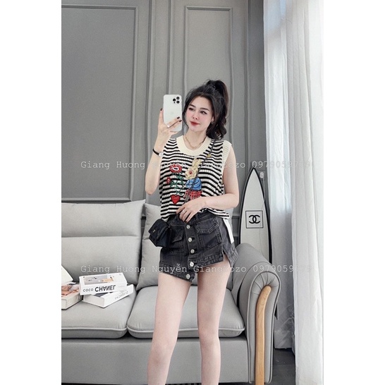 ÁO SÁT NÁCH KẺ THÊU THỎ CHẤT ĐẸP MS14289