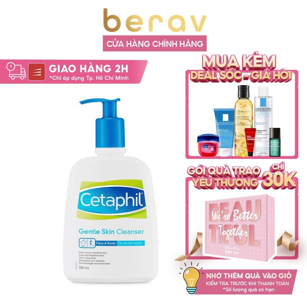 [500ml] SỮA RỬA MẶT làm sạch dịu nhẹ CETAPHIL Gentle Skin Cleanser 500ml