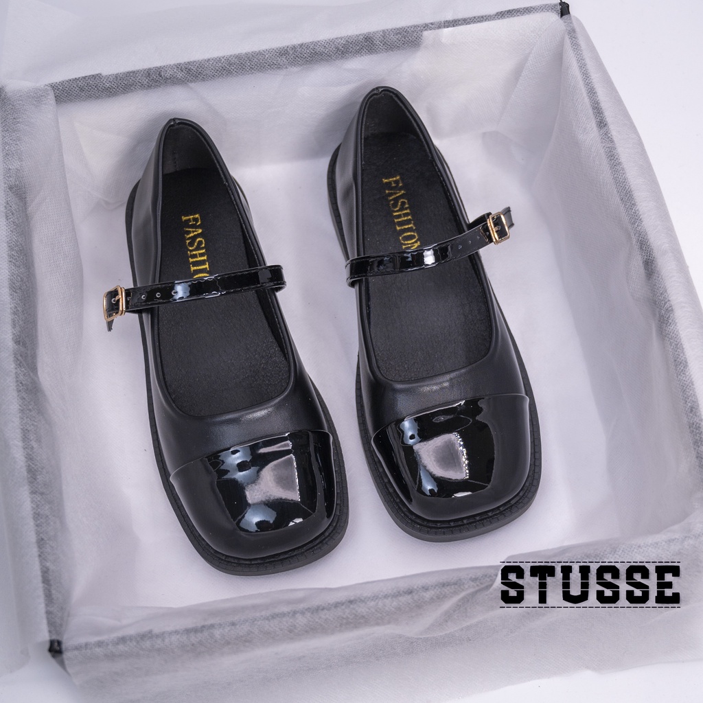 Giày Mary Jane Quai Ngang Mũi Vuông Phối Hai Tông Màu Retro Thời Trang - GD004