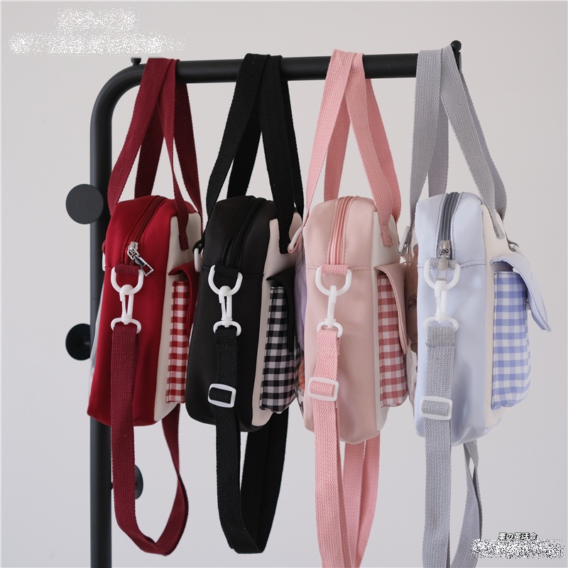 TÚI ĐEO CHÉO ITABAG TÚI ĐỰNG DOLL 20CM PHỐI HỌA TIẾT CARO