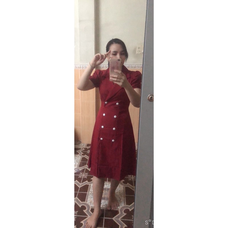 [ Ảnh + video Thật] Đầm Vest Xoè Nhẹ  Tay Ngắn Phối Nút Chất Mát Kg Nhăn Đầm Váy Dạ Hội Công Sở Du Lịch 40-70kg ❣️
