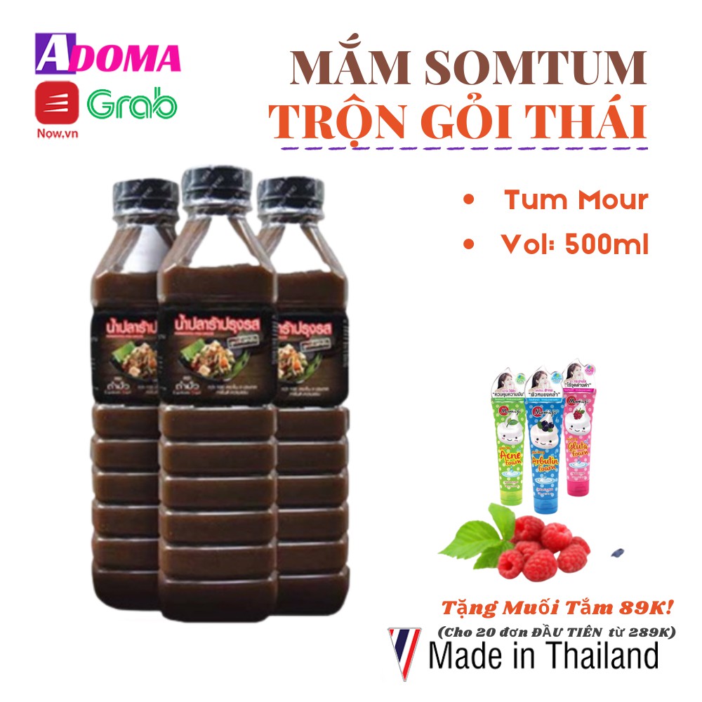 [Mẫu mới] Mắm Trộn Gỏi Đu Đủ Somtum 500ml Thái Lan Ba Khía ADOMA- Sốt trộn nộm đu đủ Tum Mour น้ำปลาร้าตำมั่ว