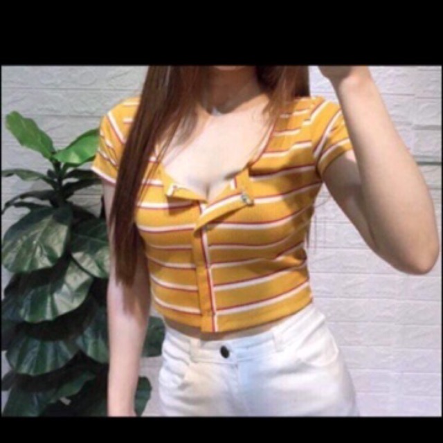 Áo croptop gài nút ( hình chụp thật 100%) 40-56kg