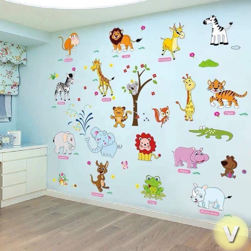 ♨۩Decal dán tường Vườn thú tiếng anh số 4