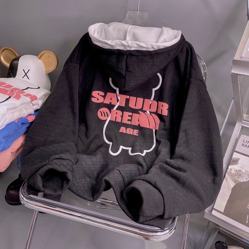 Áo Khoác Nỉ Hình Gấu - Nỉ Ngoại Cao Cấp Nón 2 Lớp Chống Nắng Phong Cách Hàn Quốc