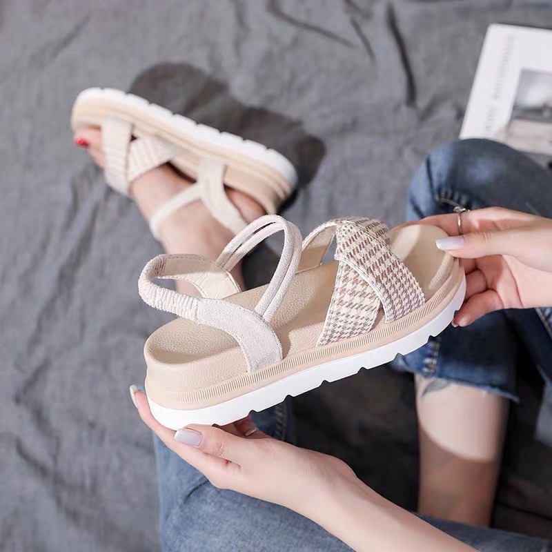 SẴN Dép sandal caro nữ tính độn đế siêu xinhh ulzzang CÓ ẢNH | VIDEO THẬT