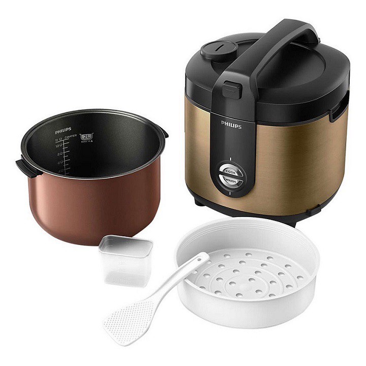 Nồi cơm điện 2L, công suất 650W Philips HD3132- hàng chinh hãng-màu đồng