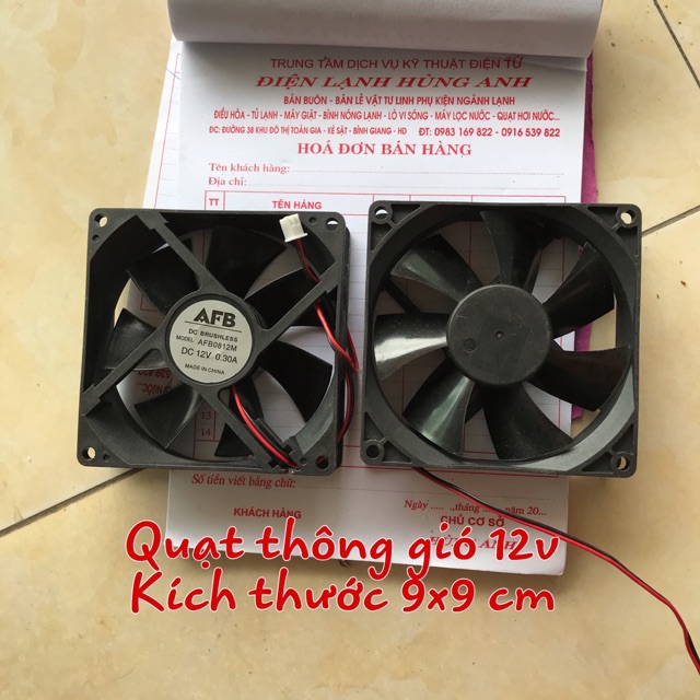 Quạt thông gió 12V (9x9cm) (12x12cm)Quạt tản nhiệt hút khí chống mùi