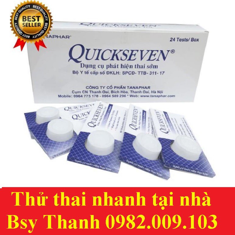 (CHE TÊN) 1 hộp 24 Que thử thai Quickseven,test thử thai tại nhà,2 vạch sớm nhanh hiệu quả tức thì [Quick seven]