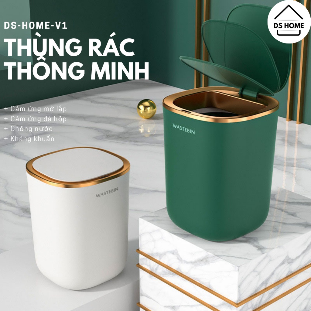 Thùng rác thông minh cảm ứng Hồng Ngoại mẫu 2022-16L - Chịu Nhiệt Kháng nước ,Tự động đóng mở, -Home V1