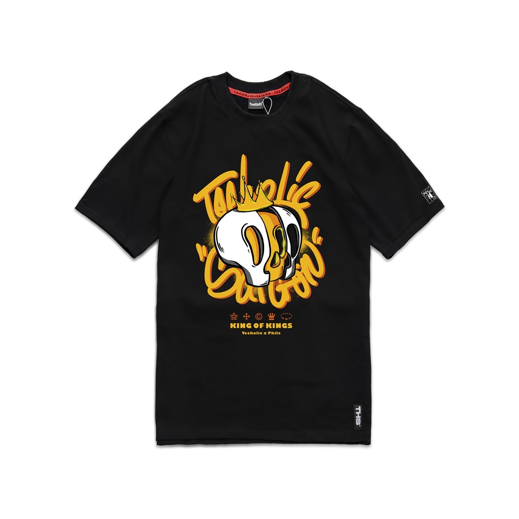 Áo Thun Unisex TeeHolic In Logo THS King Of King Màu Trắng Đen