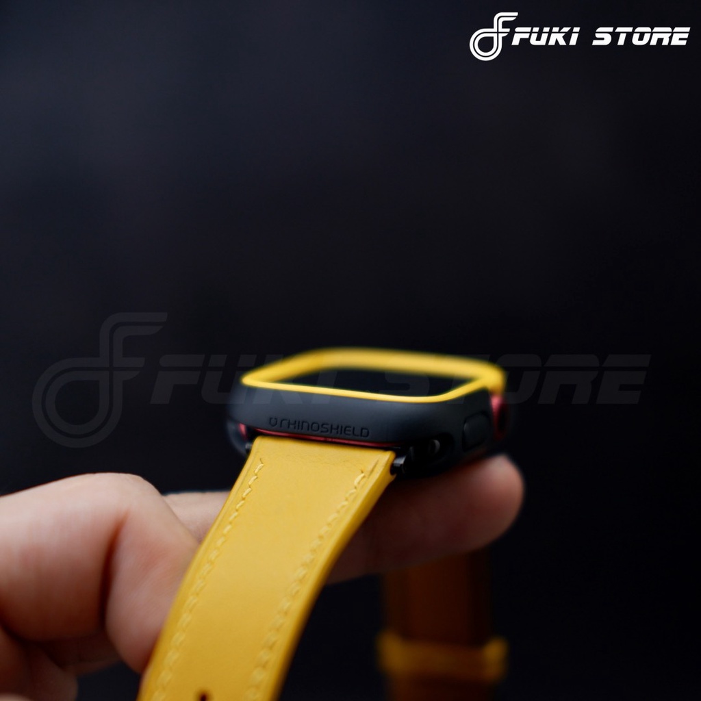 [COMBO DÂY DA THẬT] DÂY DA BÊ SWIFT MAY TAY THỦ CÔNG MÀU ĐEN/VÀNG KHÓA BƯỚM CHO APPLE WATCH SERIES 1=&gt;7 (BẢO HÀNH 1 NĂM)