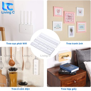 Treo cục phát wifi , ổ cắm điện , remote với bộ dán tường Living C tháo lắp tiện lợi _T24