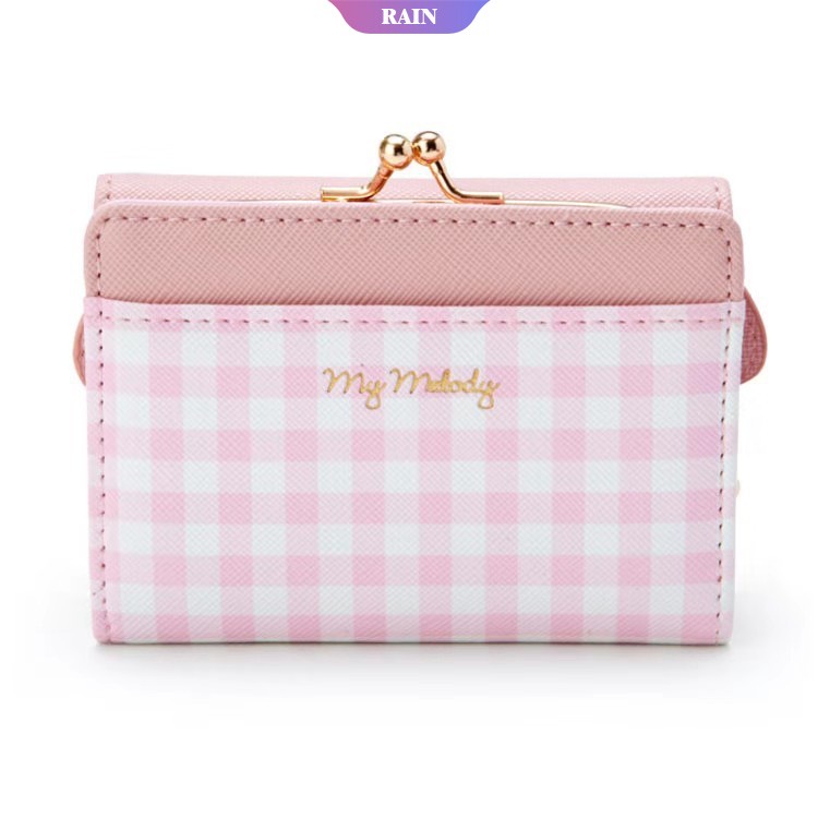 Ví Da PU 11Cm Họa Tiết Hoạt Hình My Melody Hello Kitty Cinnamoroll Pom Pom Purin Kawaii Có Khóa Kéo Dễ Thương Cho Nữ [Srain]