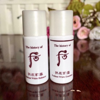 Cặp nước hoa hồng sữa dưỡng whoo trắng whoo radiant white 5ml/ lọ