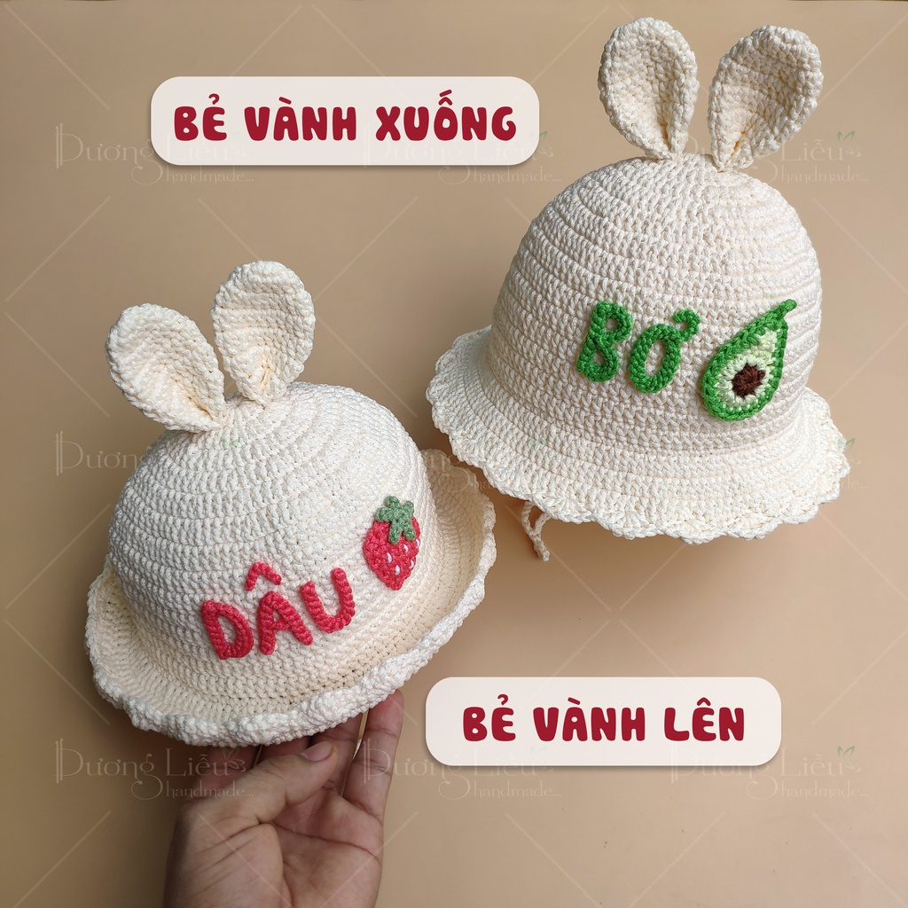 Nón Trái Cây Tai Thỏ Handmade Cho Bé (Có Gắn Tên Theo Yêu Cầu)