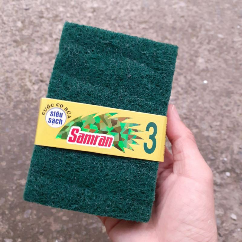 Combo 2 Miếng cước cọ rửa xoong nồi màu xanh (size nhỏ 8×12cm)