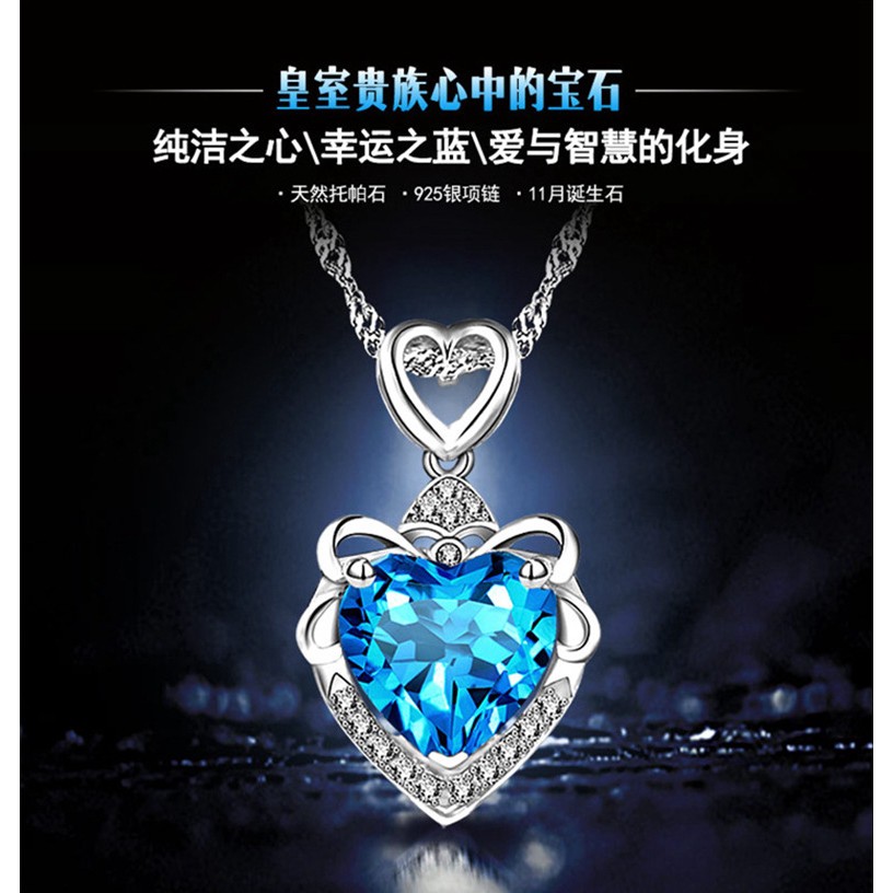 vòng cổ Bạc Mặt Ngôi Sao Và Trái Tim Đính Đá Thạch Anh Tự Nhiên Màu Bạc Mã Não 5369