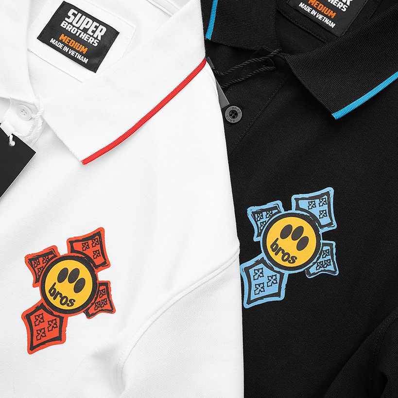 Áo Thun Có Cổ Polo Nam Hàng Hiệu SUPER BROS Unisex Với Hình In Xịn, Đẹp - Hai Màu Trắng Đen Dễ Mix Đồ