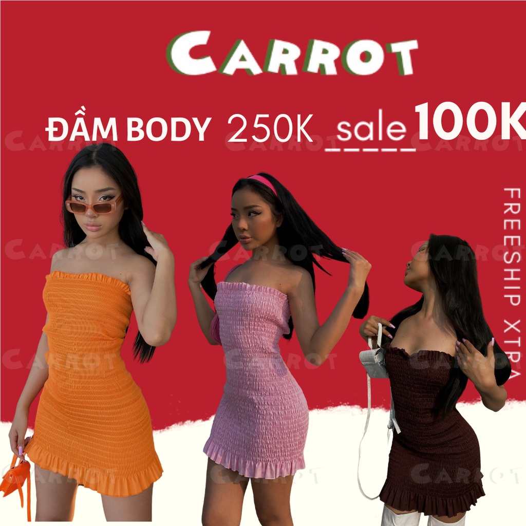 Đầm body ôm váy nhúm thiết kế không tay cá tính đi chơi du lịch màu cam nâu hồng carrotxinhdep | BigBuy360 - bigbuy360.vn
