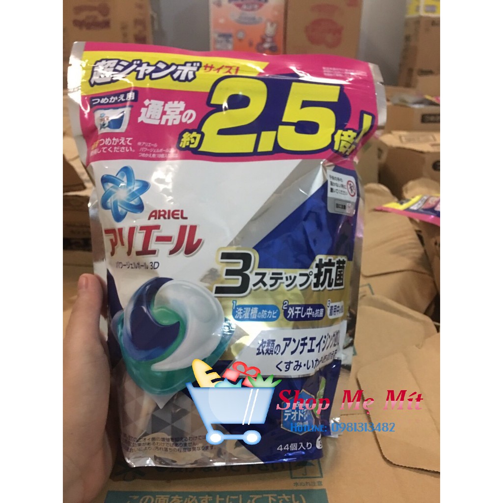 Viên giặt 3D Gell Bold và Ariel Nhật Bản - gói 44 viên
