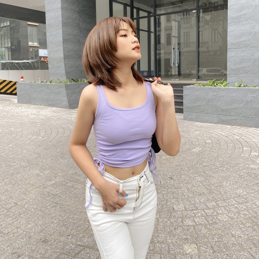 Tanktop dáng ngắn len tăm rút dây 2 bên Mia Ritta A1944