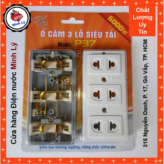 Ổ Cắm 3 Lỗ CS6000W Siêu Chịu Tải P37 (Có Lõi Sứ Cách Điện) - Chống Cháy Chống Va Đập
